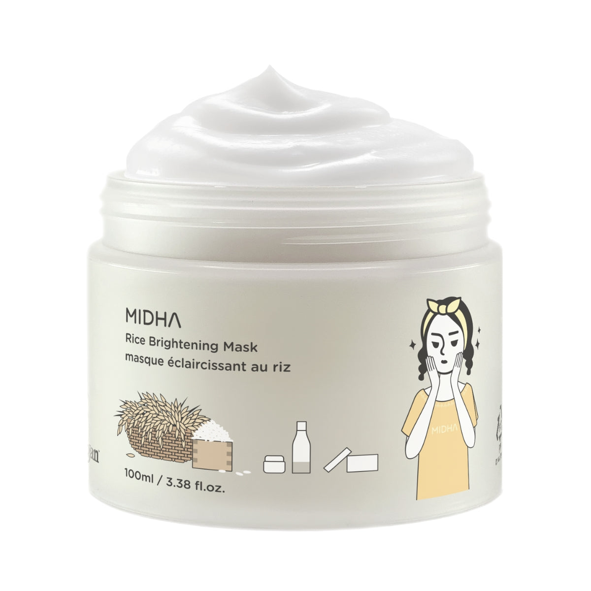 قناع تفتيح البشرة بالأرز من ميدها (قابل للغسل)